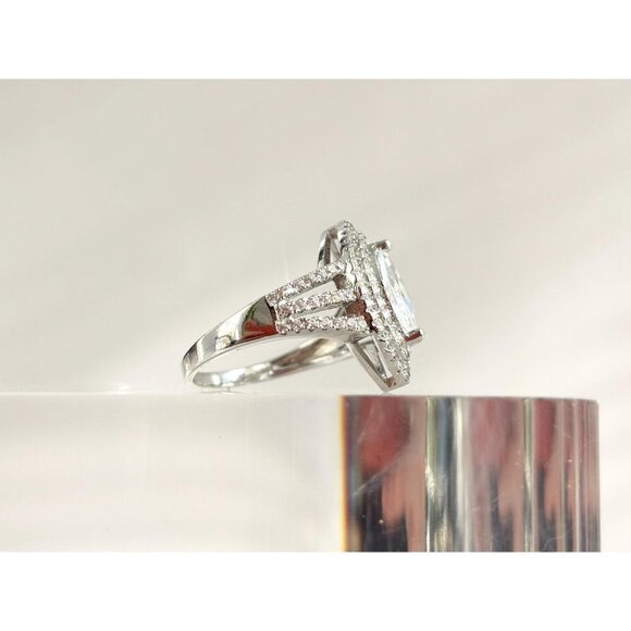 STAUER Designer Sterling Silver Mirador Marquise Cut Cubic Zirconia Vintage Ring - Picture 7 of 10